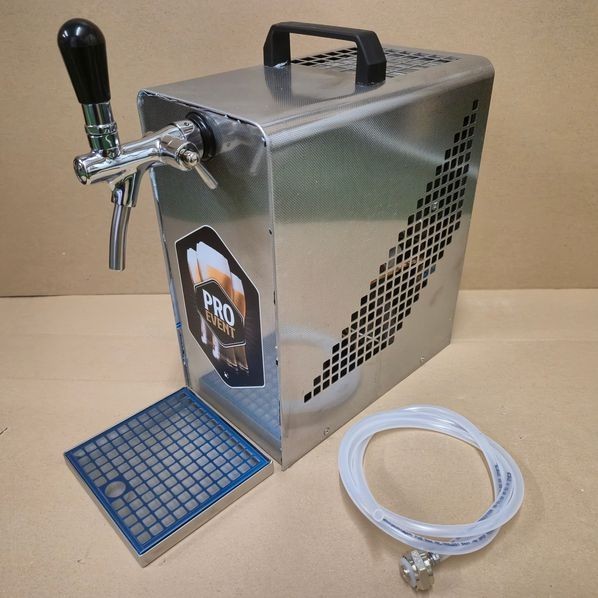 Oprema Zapfanlage Trockenkühler Bierkühler Bierkoffer 25l/h incl. Schlauch Edelstahl Zapfhahn Kompensator 
