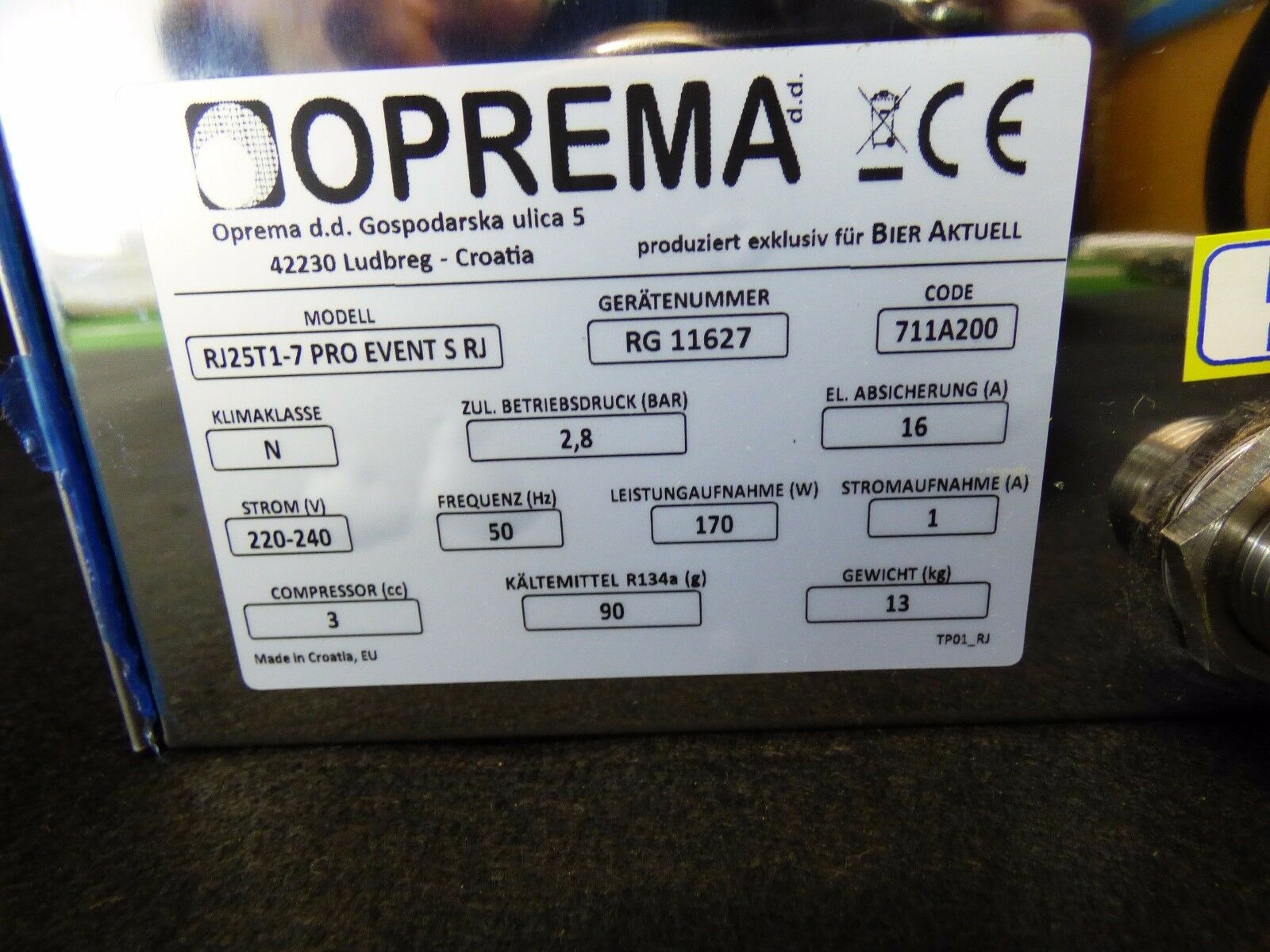 Oprema Zapfanlage Trockenkühler Bierkühler Unterthekenkühlgerät + Zapfsäule